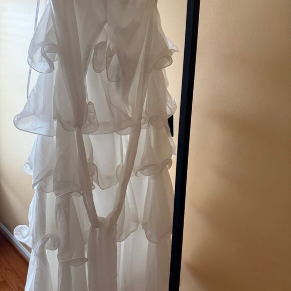 Lulus Exceedingly Gorgeous White Tiered Halter Midi Dress - Size S - Picture 4 of 5